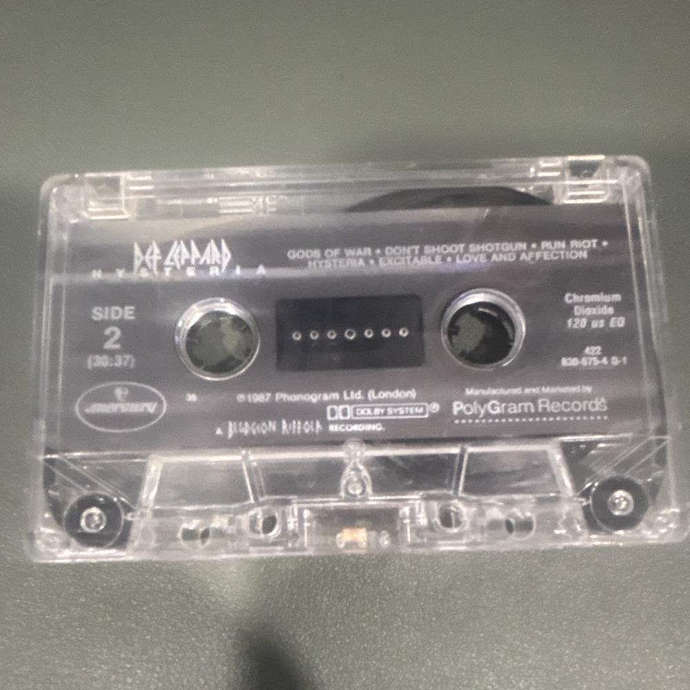 Def Leppard - Hysteria Rock Cassette Album (1987) PolyGram 822 675-4 Clear